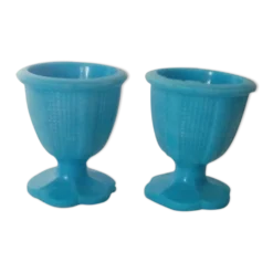2 coquetiers en opaline de foire