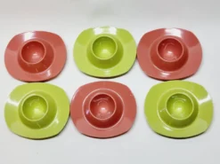 6 coquetiers en plastique vintage années 1960 Schumm Plastic Style neuf en boîte