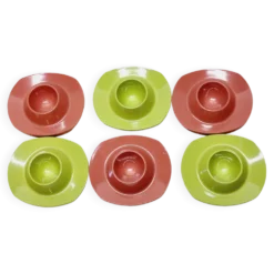 6 coquetiers en plastique vintage années 1960 Schumm Plastic Style neuf en boîte