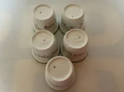5 coquetiers fleurs roses made in England
