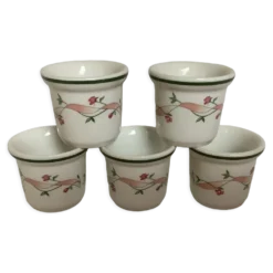 5 coquetiers fleurs roses made in England