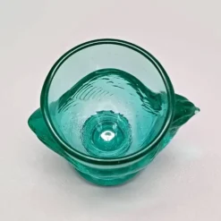 3 coquetiers français vintage verre turquoise forme poule luminarc