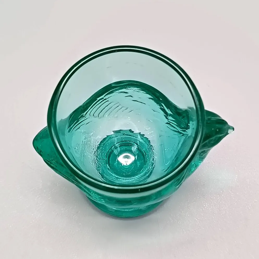 3 coquetiers français vintage verre turquoise forme poule luminarc