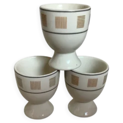3 coquetiers motifs géométriques beige et marron