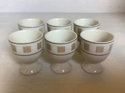 6 coquetiers motifs géométriques beige et marron