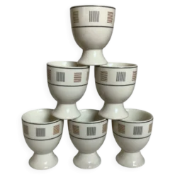 6 coquetiers motifs géométriques beige et marron
