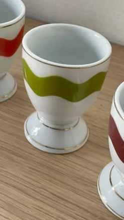 4 coquetiers porcelaine vintage