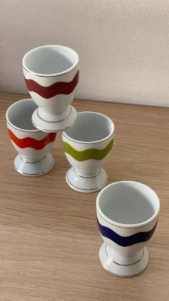 4 coquetiers porcelaine vintage