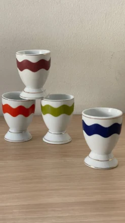 4 coquetiers porcelaine vintage