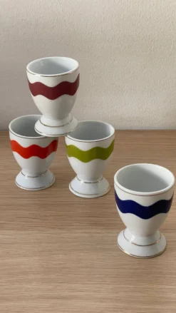 4 coquetiers porcelaine vintage