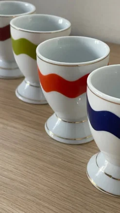 4 coquetiers porcelaine vintage
