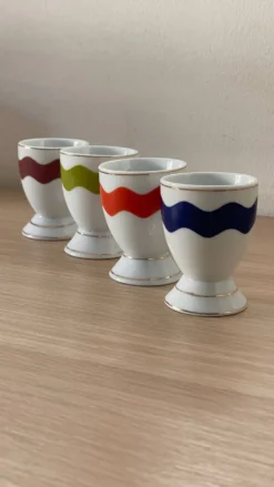 4 coquetiers porcelaine vintage