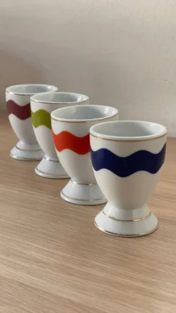 4 coquetiers porcelaine vintage
