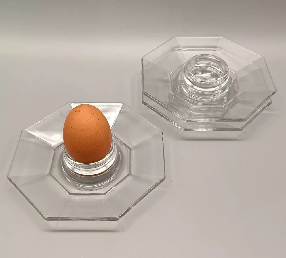 3 coquetiers transparents en verre trempé arcoroc série octime, 1980 vintag