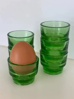 6 coquetiers verres à digestif Lever en verre vert