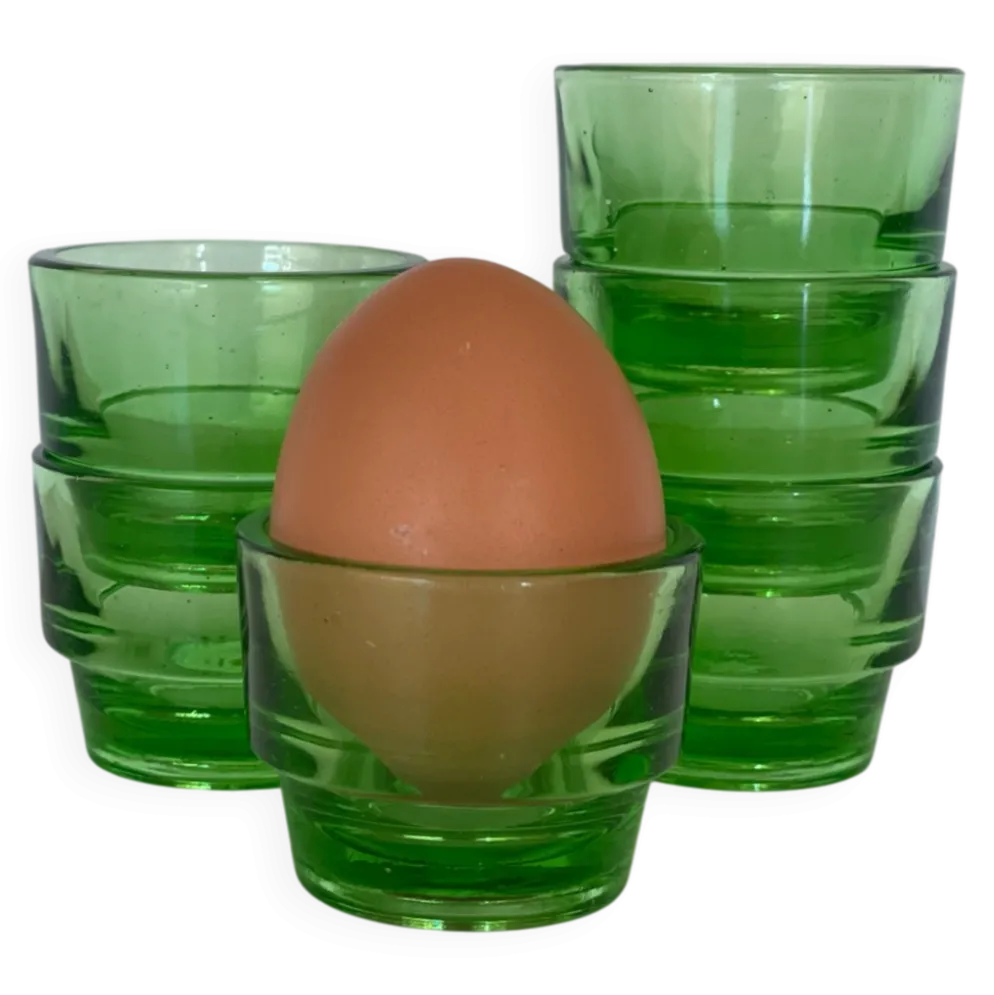 6 coquetiers verres à digestif Lever en verre vert