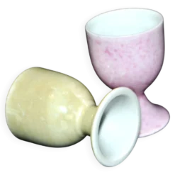 2 coquetiers vintage en porcelaine jaune et rose