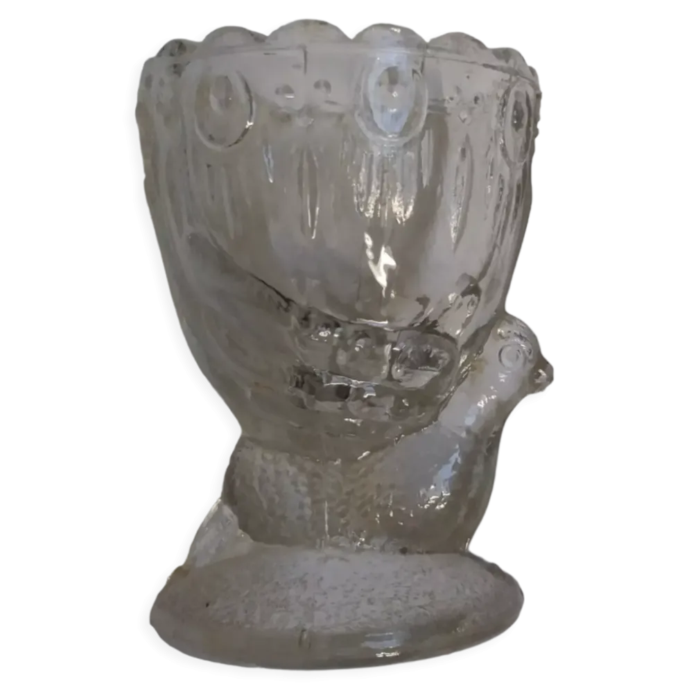 Coquetier verre moulé oiseau pigeon