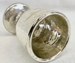 Coquetier verre soufflé peint églomisé mercurisé XIX