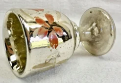 Coquetier verre soufflé peint églomisé mercurisé XIX