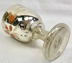 Coquetier verre soufflé peint églomisé mercurisé XIX