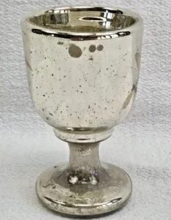 Coquetier verre soufflé peint églomisé mercurisé XIX