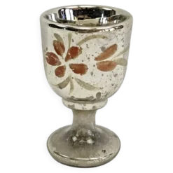 Coquetier verre soufflé peint églomisé mercurisé XIX