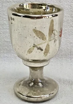 Coquetier verre soufflé peint églomisé mercurisé XIX