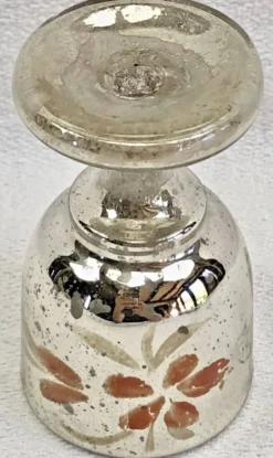 Coquetier verre soufflé peint églomisé mercurisé XIX