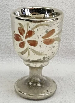 Coquetier verre soufflé peint églomisé mercurisé XIX