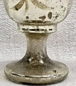 Coquetier verre soufflé peint églomisé mercurisé XIX