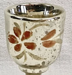 Coquetier verre soufflé peint églomisé mercurisé XIX