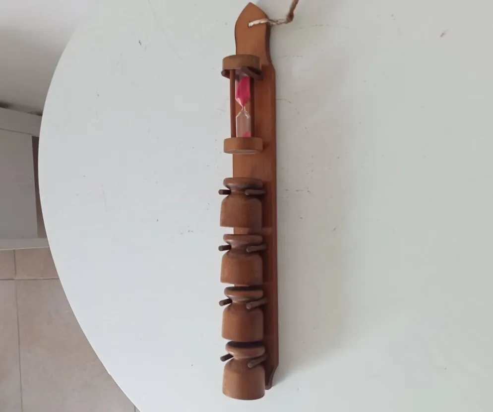 Coquetier vintage en bois années 70