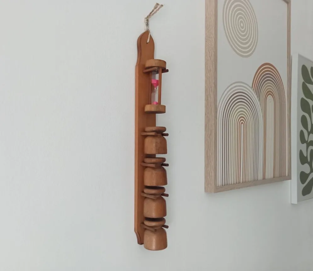 Coquetier vintage en bois années 70