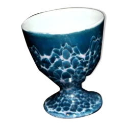 Coquetier vintage en porcelaine bleue