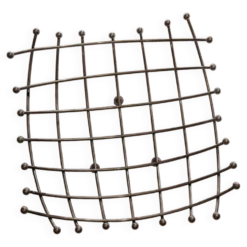 Corbeille à fruits en grille courbe, métal chromé et billes