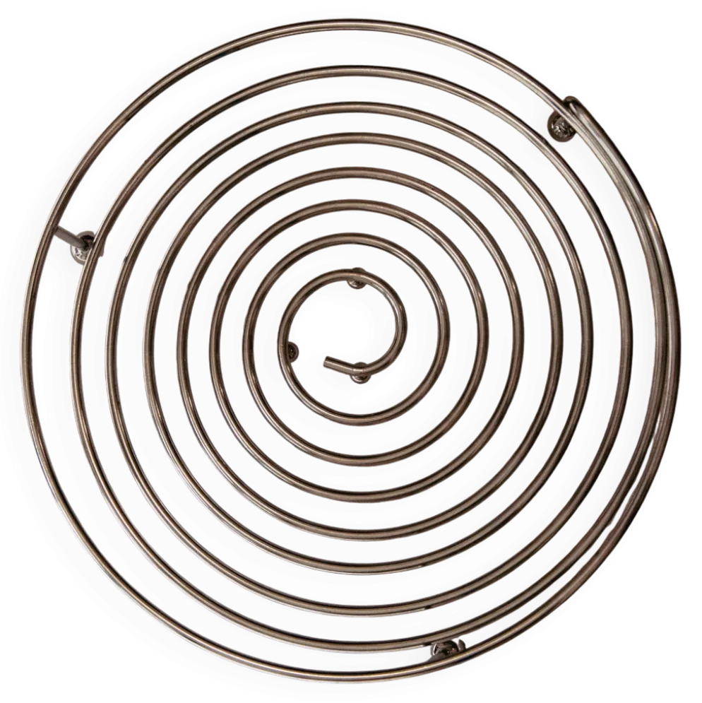 Corbeille à fruits spirale en métal chromé, sur pieds boule