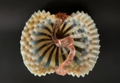 Corbeille Murano en verre soufflé opalin, Italie, années 1950-1960