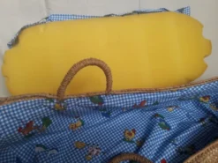 Couffin berceau bébé paille osier vintage