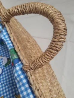 Couffin berceau bébé paille osier vintage