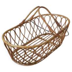 Couffin rotin osier bambou nacelle vintage fabrication artisanale décoration bohème boho scandinave