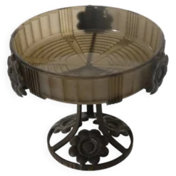 Coupe art deco en verre fumé et metal de Pierre d'avesn