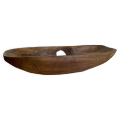 Coupe centre de table XxXL en bois de noyer creusé 1960 monoxyle