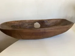 Coupe centre de table XxXL en bois de noyer creusé 1960 monoxyle