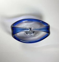 Coupe corbeille en verre soufflé Sommerso bleu - Style Murano 1960