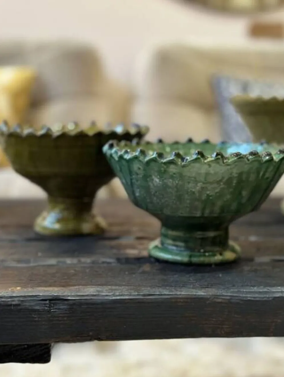 Coupe dentelee sur pied tamegroute - vert