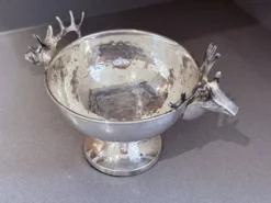 Coupe en argent vintage, petit seau à glace, bol décoratif européen, tête de cerf.