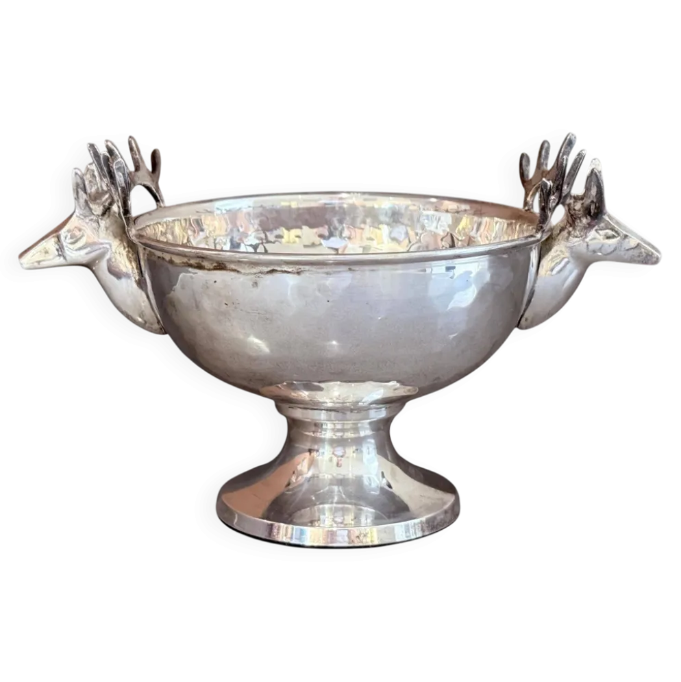 Coupe en argent vintage, petit seau à glace, bol décoratif européen, tête de cerf.