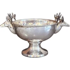 Coupe en argent vintage, petit seau à glace, bol décoratif européen, tête de cerf.