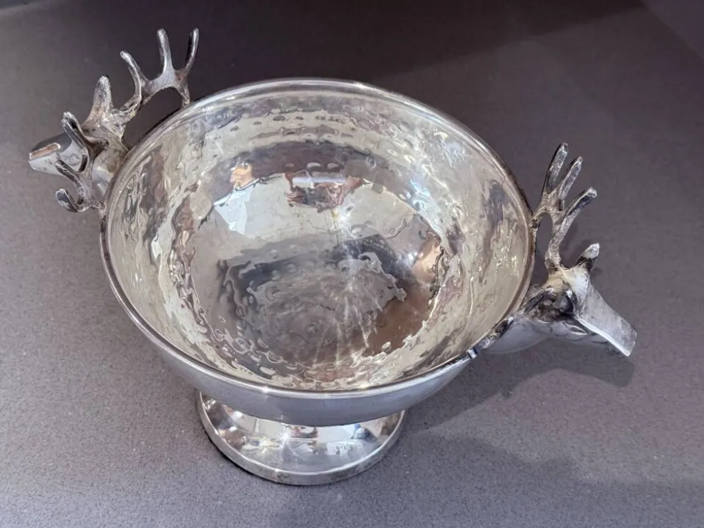 Coupe en argent vintage, petit seau à glace, bol décoratif européen, tête de cerf.